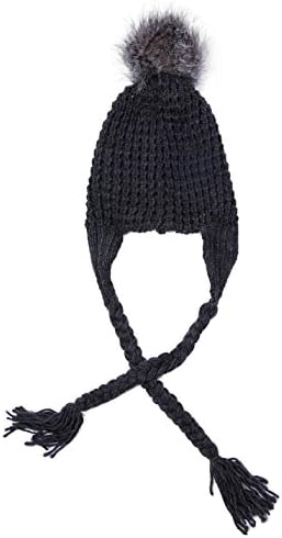 GYSEASON Winter Hat Women Faux Fur Pompom Ball Knitted Cap Long Ear Flaps