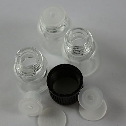 100pcs 1ml (1/4 dram) Transparent Glass Essential Oil Bottle, Orifice Reducer with hole &amp; cap 16x21 mm/0.63x0.83 inch essential oils, perfume oils, or other liquids glass bottle