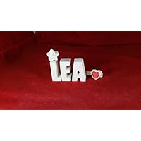 Beton, Steinguss Buchstaben 3D Deko Namen LEA mit Stern und Herzklammer als Geschenk verpackt! Ein ausgefallenes Geschenk zur Geburt, Taufe, Geburtstag oder auch zu anderen Anlässen.