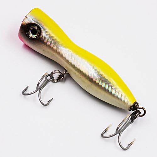 Flyafish 4.5inch 1.5OZ Wood Popper Laser Plugs Top Water Striper GT Tuna Lure