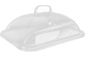 Cyrank Mikrowellen-Spritzschutz, Mikrowellen Abdeckung, Mikrowellen-Teller-Abdeckungsdeckel Mit Griff, Acryl, Transparent, Rechteckigen, Für Die Küche(L)
