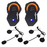 motorrad headset günstig 【Gleichzeitig Verbunden】1.500 m Intercom-Reichweite, 6 Benutzer Verbindung, gleichzeitig an mehrere Geräte anschließbar (Handy, GPS, L2-Adapter). Kann über Bluetooth-Adapter mit Radio verbunden werden.