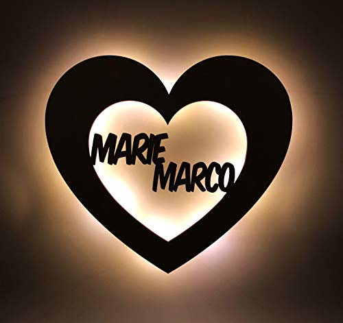 Ambientelicht/Dekolicht"Liebe" personalisiert mit Namen - mit LED Beleuchtung - das perfekte Jahrestag-/Hochzeitsgeschenk für Verliebte - optional mit Lackierung
