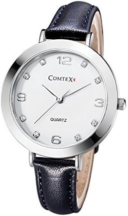 Comtex Women Watches with Blue Leather Strap Simple Fashion Watch