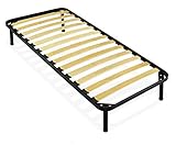 bett 90x200 metallbett Lattenrost mit Füße, Unverstellbar, 13 Federholzleisten, Geeignet für alle Matratzentypen