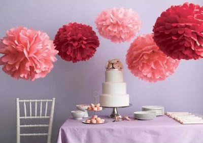 CUTADORNS 6pcs Tissue Paper Pom Poms Flower Ball Hanging Pom for Wedding Party Outdoor Decoration Bridal Shower Party Baby Shower (Pink and Baby Blue)