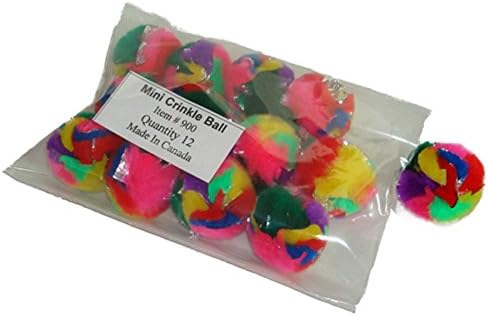 Cancor Innovations Cat Crinkle Balls 1.5 Inch (12-Pack) - Mini Crinkle Cat Toys for Indoor Cats - Multi-Color Cat Crinkle Toy - Canadian-Made Crinkle Balls for Cats
