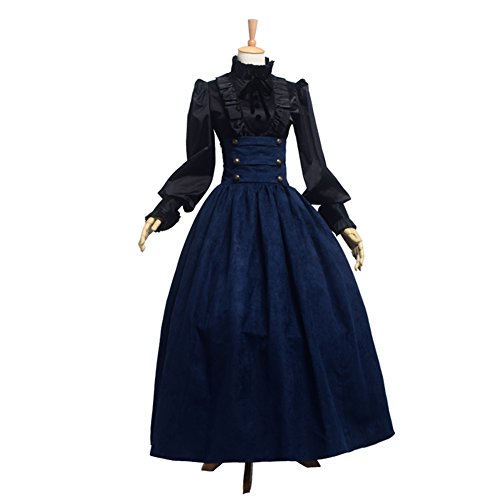 BLESSUME Gothic Lolita Steampunk High Waist Skirt - Victorian Walking Skirt With Lace-Up Back