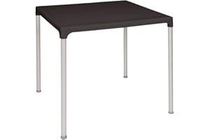 Bolero GJ970 Tisch mit Aluminium Beine, PP, quadratisch, 750 mm, schwarz, 720(H) x 750(W) x 750(D). Parasol hole: 36mm