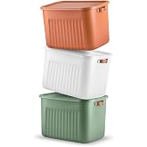 Deconox 1ADET 20 Lt Dev Boy &Ccedil;ok Ama&ccedil;lı Kapaklı Kutu - Deri Kulp Detaylı Dolap İ&ccedil;i D&uuml;zenleyici Organizer (40x30x25 cm) (KREMİT