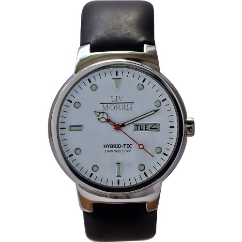 LIV MORRIS HYBRID Herrenuhr Modell POSEIDON poliertes Edelstahlgehuse feines Kalbslederarmband 5BAR Wasserdicht LIV MORRIS HYBRID Herrenuhr Modell POSEIDON poliertes Edelstahlgehuse feines Kalbslederarmband 5BAR Wasserdicht