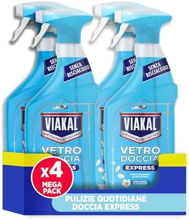 Viakal Vetro Doccia Express Spray, Fiori bianchi 720ml, Senza Risciacquo, Pulizia scintillante in una sola passata