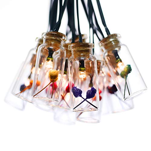 solarbuy24 Juego de jarra de cristal de 15 con Happy árbol de flores cadena luces solares blanco cálido para jardín al aire libre de Navidad decoración de boda fiesta casa resistente al agua