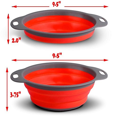 Albeey 2 Stücke Zusammenklappbarer Silikon Sieb Faltbarer Seiher Filter-Korb mit Handgriff (rot) - 3