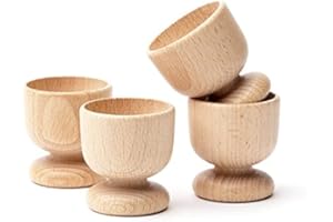Wooden World Lot de 4 coquetiers en bois de hêtre naturel - Accessoires de Pâques