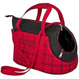 Hobbydog TORCZK12 Hundetasche Tragetasche Katzentasche, Größe 22 x 20 x 36 cm, rot mit Kariert