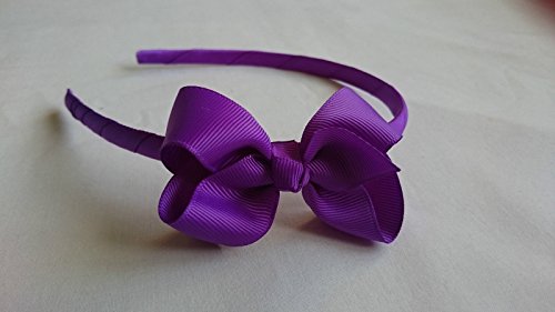 Alice Band With Bow Girls Ribbon Hair Band Headband (Purple)