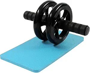 Mobhada Anti Skid Double Wheel Total Body AB Roller Exerciser for Abdominal Stomach Exercise Training with Knee Mat Steel Handle for Men and Women