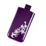 Valenta Etui offen - violett - mit Ausziehlasche und trendigem Blumenprint für Mobistel EL560 Dual SIM