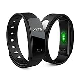 TPulling Smart Sport Bluetooth Smart Watch Armband Fitness Pulsmesser für Android IOS (Schwarz)