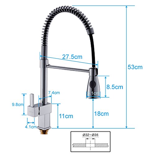 Auralum® Zeitgenössig 360 Grad Einhebel Spiral Spiralfederarmatur Wasserhahn Armatur Hochdruck Küchenarmatur für Küche Spüle - 2