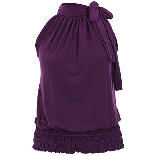 Women Ladies Pleated Coloured Halter Neck Ruched Sexy Top Blouse Hot Party Top