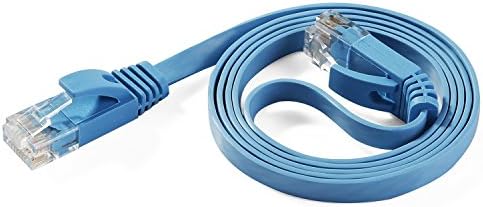 Hexagon Network - Ethernet Cable Cat6 Flat 3ft Blue, Network Cable Cat 6 Flat Slim Ethernet Patch Cable, Internet Cable With Snagless RJ45 Connectors - 3 Feet Blue