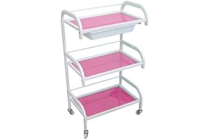 LOVE CRAZY Crisnails - Carros de Mantenimiento con Ruedas Profesional para Peluquería, Barbería, Perfumería, Cosméticos, Salón, Tienda de Tatuaje, Manicura y Pedicura (Rosado)