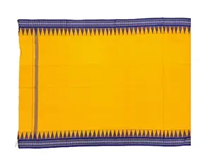 Handloom Saga Sambalpuri Pure Cotton Handwoven Gamcha / Bath Towel of 2.5 Meters in Light Yellow Colour for Men Women Boys & Girls. EDGAM-06