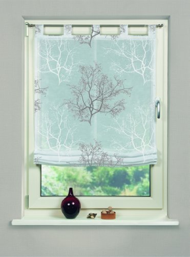 Home fashion 79641-803 Schlaufenrollo bedruckt, 140 x 120 cm, Batist, grau - 2