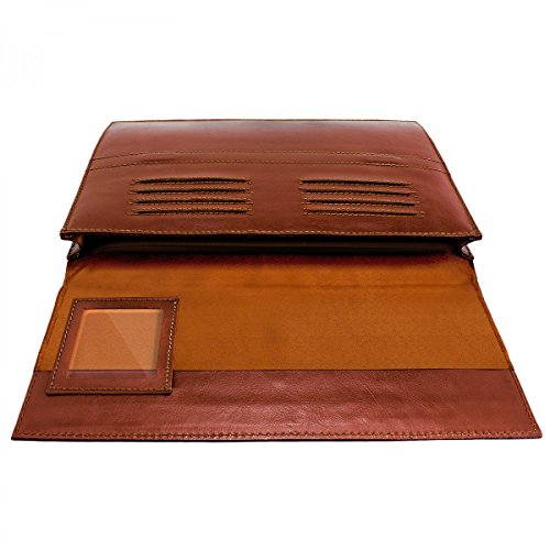 eFabrik Ledertasche für Samsung Galaxy Tab S3 Tasche Leder 9.68 Zoll Schutz Hülle Schutztasche Lederhülle Cover Sleeve Zubehör, Farbe:Braun - 6