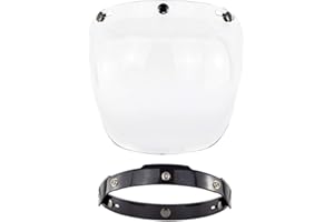 Breale Vintage Motorcycle Open Face Helmet Visor UV Protection Scooter Helmet Bubble Visor Three Snap on Shield Windproof Lens for Motorcycle Helmets Accessories