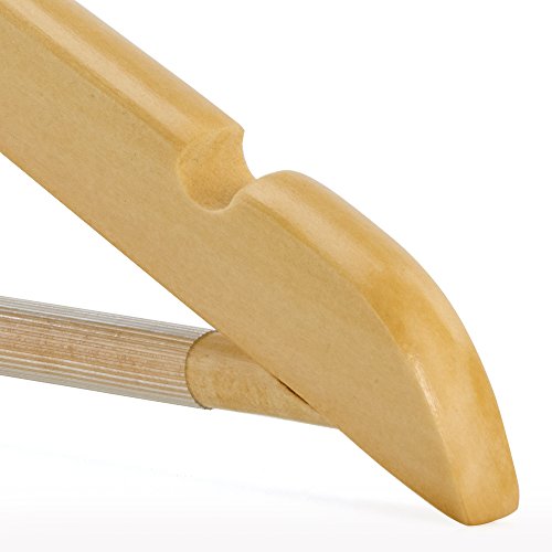 10 Naturfarbene Holz Kleiderbügel mit rutschfestem Hosensteg – 45cm – Hangerworld - 5