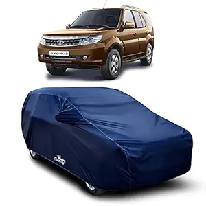 AASHA TRADING Water Resistant - dust Proof - car Body Cover for Compatible with Tata Safari Storme car Cover - Water Resistant UV Proof - car Body Cover (Navy Blue with Mirror)