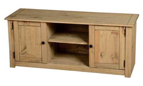 Home Discount Panama 2 Door 1 Shelf Flat Screen TV Unit, Oak