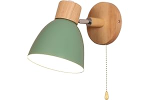 TPWEWRX Applique murale Lampe d'éclairage avec interrupteur marche/arrêt, lampe murale Macaron E27 Base en bois massif Appliques murales pour salon Allée Chambre d'enfant enfant (Green)