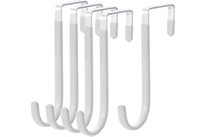 UMCHU 5 Piezas Colgador de puerta multifuncional,Ganchos que se pueden colgar sin taladrar,Perchero Puerta Baño,para Dormitorio Baño Cocina(Contiene una capa de caucho blanco)