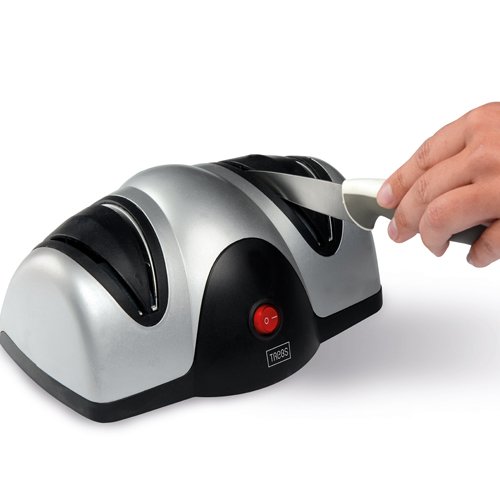 Elektrischer Messerschärfer – Messerschleifer – Scherenschleifer – für Küchenmesser und Schere (Silber) - 2