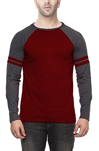 Veirdo Plain/Solid Anthra Maroon Full Sleeve Round Neck Mens Cotton Tshirt-Raglan RS.399 (69.00% Off) - Amazon