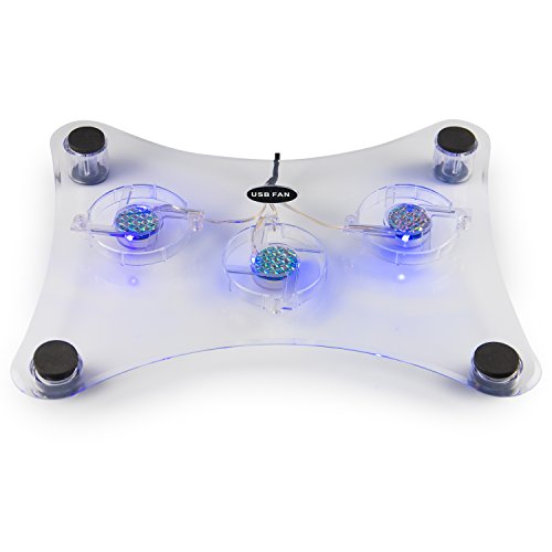 GnG USB Kühler Cooling-Pad Ständer mit 3-fach-Lüfter und blauer LED-Beleuchtung für Konsolen PS2, PS3, PS4, Xbox 360, Xbox One, Laptop, 11 - 17 ZOLL