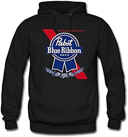 Mavis Custom Men's Pabst Blue Ribbon Gildan Hoodie Sweatshirt Black - Black -