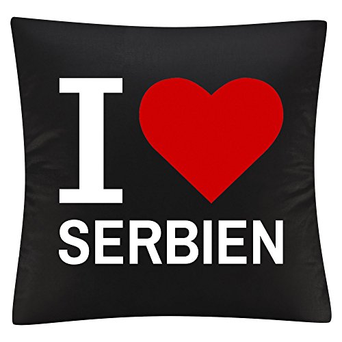 Kissen Classic I Love Serbien schwarz