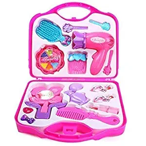 Rubela Plastic Beauty Make up Set with Foldable Suitcase for Girls, Pink