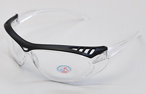 Sportliche Schutzbrille Plastikbrille Radbrille Arbeitsschutz ANSI Z87.1 CE-Norm -SCHWARZ/KLAR- - 2