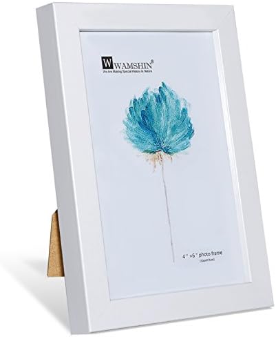 Wamshin White Black Wooden Photo Frame Landscape Picture Frames 6x4 Glass Front Simple Hanging Hooks included