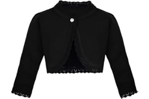 Lilax Little Girls' Knit Long Sleeve Button Closure Bolero Cardigan Shrug