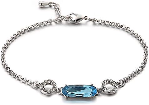 Swarovski Elements Aquamarine Crystal "Raffinato" Bracelet Rhodium Plated - Ideal Gift for Women and Girls - Comes In Gift Box