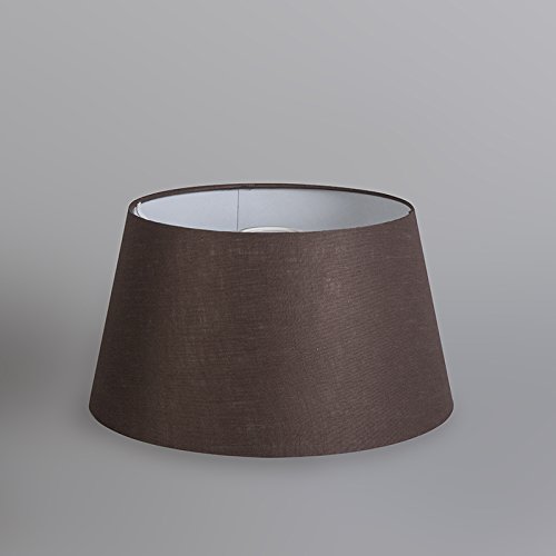QAZQA Leinen Lampenschirm 32cm rund DS E27 leinen braun , Rund konisch Schirm Pendelleuchte, Schirm Stehleuchte, - 3