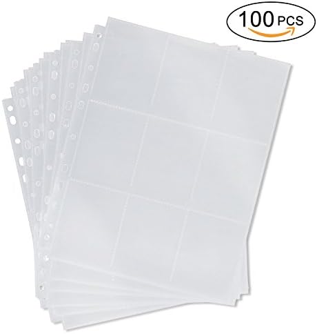 HCLKSTORE Pockets Trading Card Storage Album Pages Transparent Pokemon Cards Storage Game Card Sleeves Card Collector Coin Holders Wallets Sleeves Set Perfect for Skylanders (100 PCS(900 Pockets))