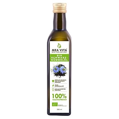 GreatVita Bio Schwarzkümmelöl, kaltgepresst, 500ml gefiltert und schonend gepresst reich an ungesättigten Fettsäuren